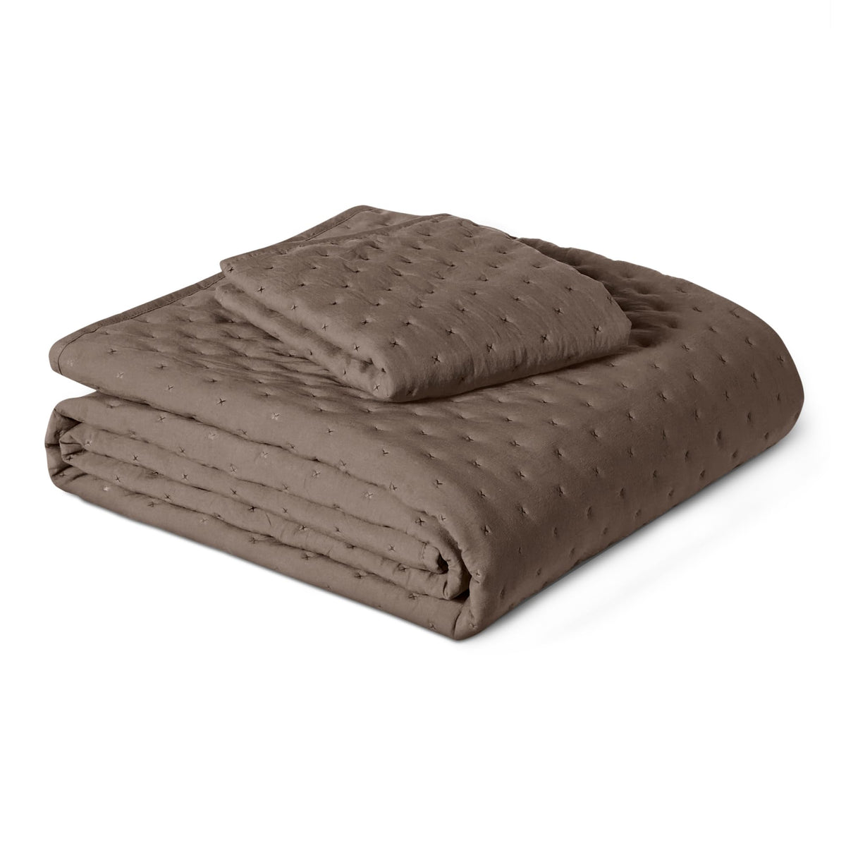 Amazon Basics Brushed Microfiber Quilt Set, Extra Soft with Natural Texture, 2-Piece, Twin/Twin XL, Beige