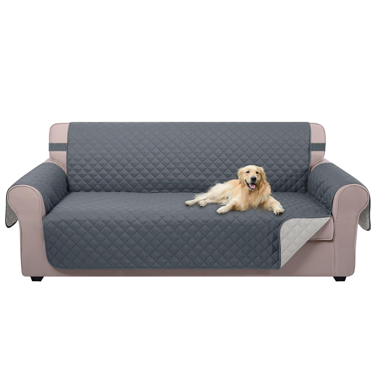 U-NICE HOME Reversible Sofa Cover Couch Cover for Dogs, Beige/Beige