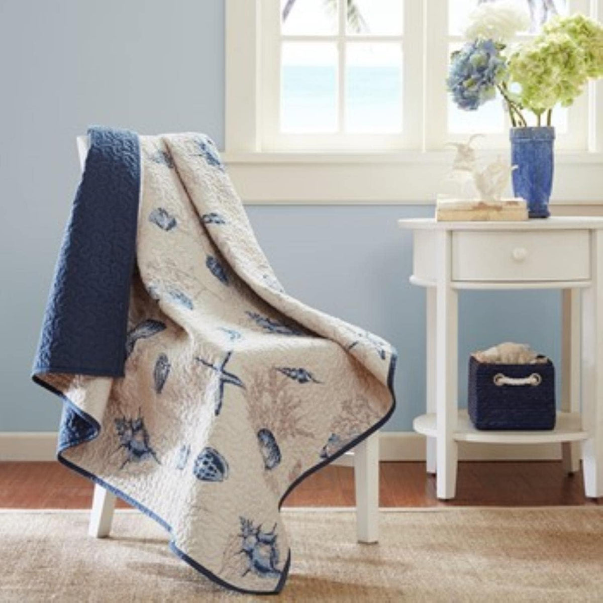 Madison Park Oversized Coastal Premium Soft Blue 60x70 Quilted Throw, 1pc