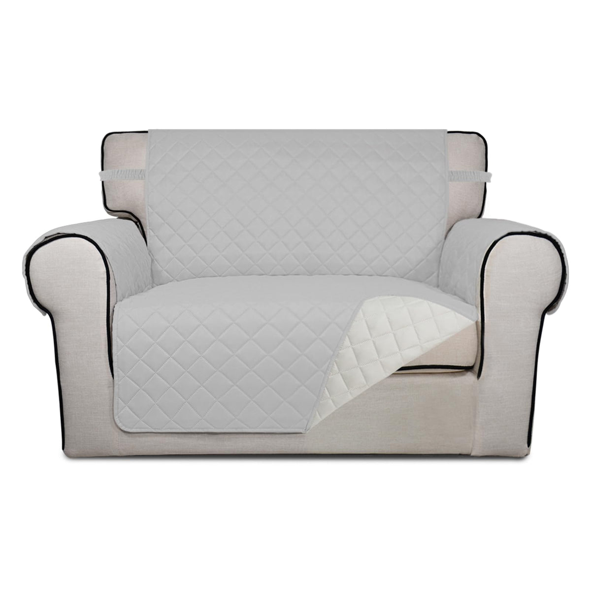 PureFit Reversible Quilted Sofa Cover, Water Resistant Slipcover Furniture Protector, Washable Couch Cover with Non Slip and Elastic Straps for Kids, Dogs, Pets (Sofa, Beige/Beige)