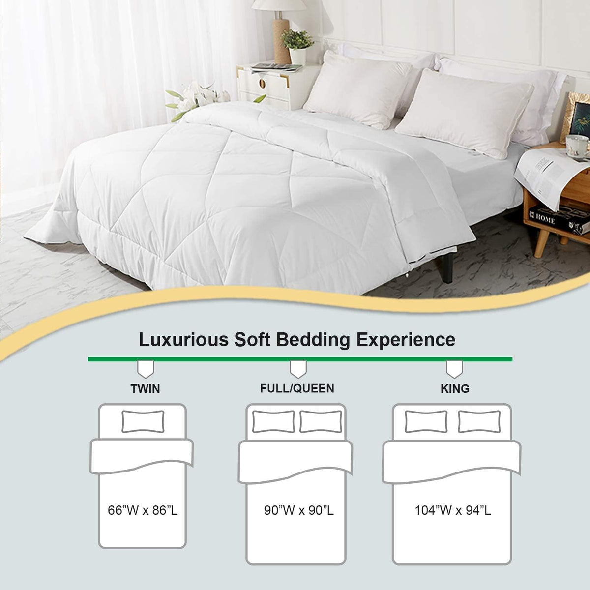 2026 Premium Upgraded Non-Vacuum Bed Quilt All Seasons 100% Cotton Filled Comforter - Reversible Lightweight Soft Breathable Fluffy (Pure White, Twin)