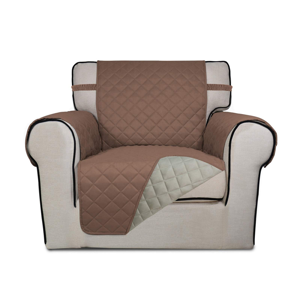 PureFit Reversible Quilted Sofa Cover, Water Resistant Slipcover Furniture Protector, Washable Couch Cover with Non Slip and Elastic Straps for Kids, Dogs, Pets (Sofa, Beige/Beige)