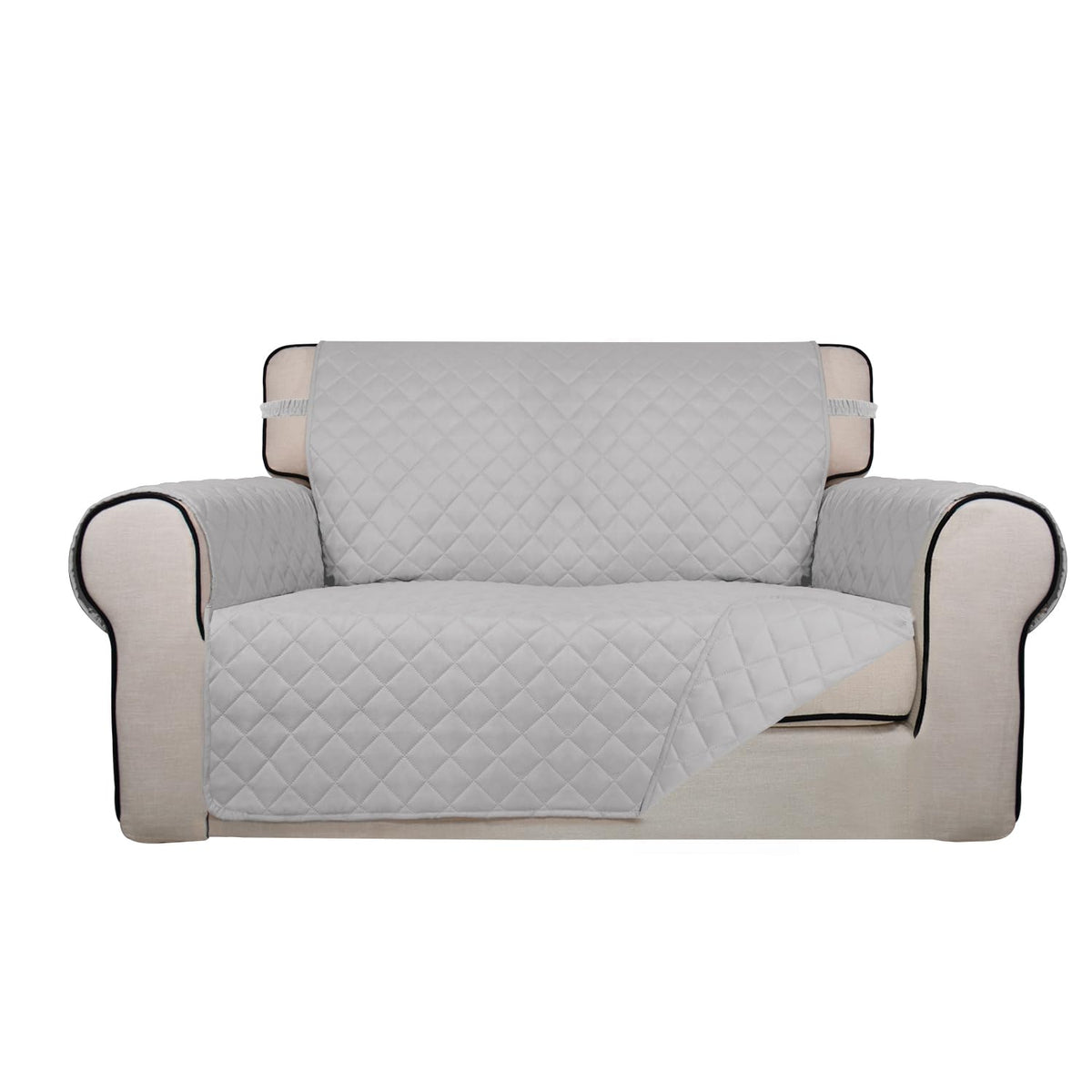 PureFit Reversible Quilted Sofa Cover, Water Resistant Slipcover Furniture Protector, Washable Couch Cover with Non Slip and Elastic Straps for Kids, Dogs, Pets (Sofa, Beige/Beige)