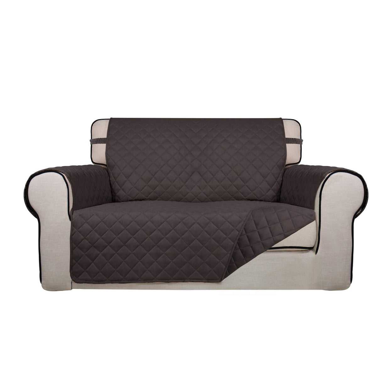 PureFit Reversible Quilted Sofa Cover, Water Resistant Slipcover Furniture Protector, Washable Couch Cover with Non Slip and Elastic Straps for Kids, Dogs, Pets (Sofa, Beige/Beige)