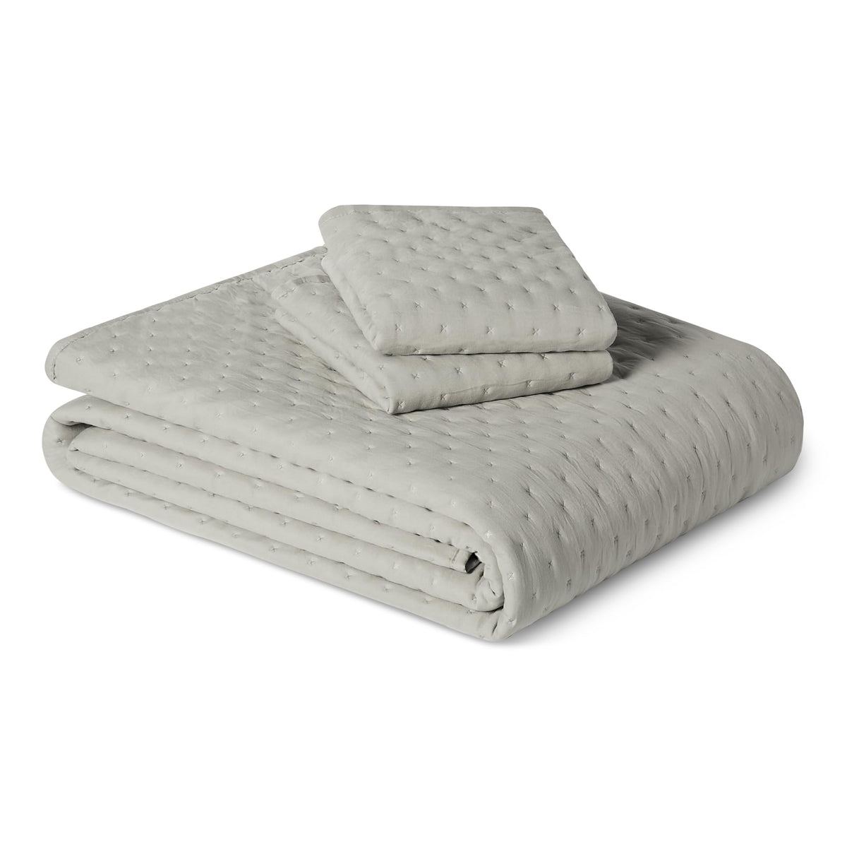 Amazon Basics Brushed Microfiber Quilt Set, Extra Soft with Natural Texture, 2-Piece, Twin/Twin XL, Beige