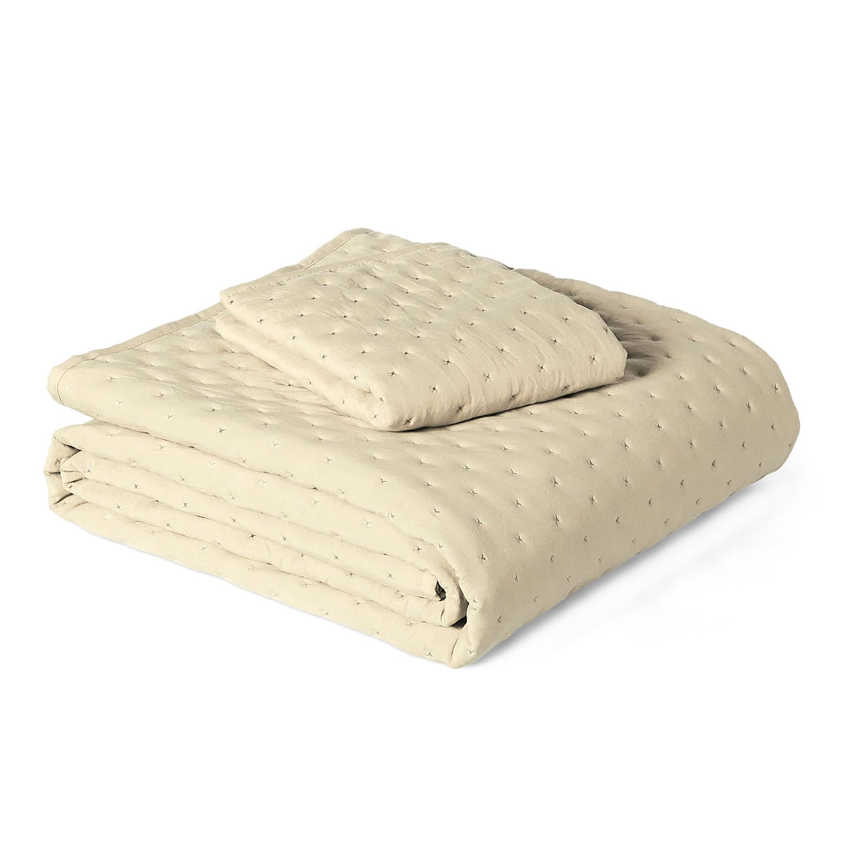 Amazon Basics Brushed Microfiber Quilt Set, Extra Soft with Natural Texture, 2-Piece, Twin/Twin XL, Beige