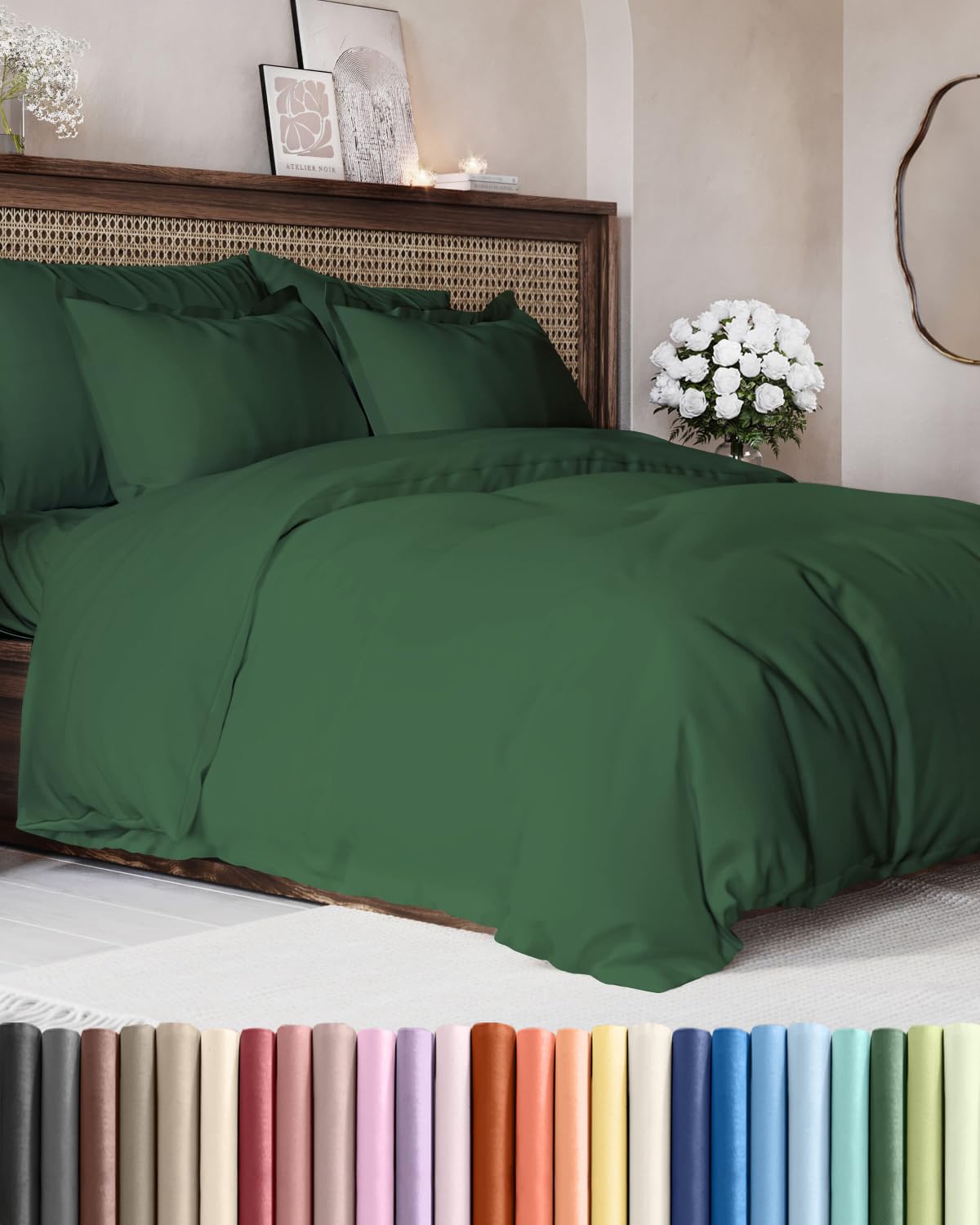 Duvet Cover Queen Size - Extra Soft 3 Piece with Zipper Closure - White