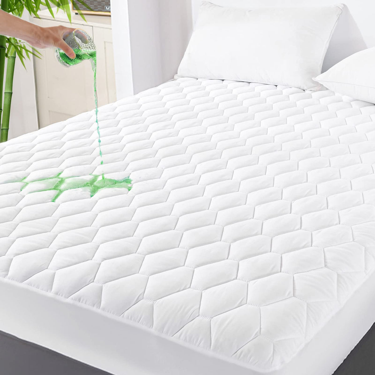 GRT Twin Mattress Protector Waterproof, Hollow Cotton Quilted Mattress Pad