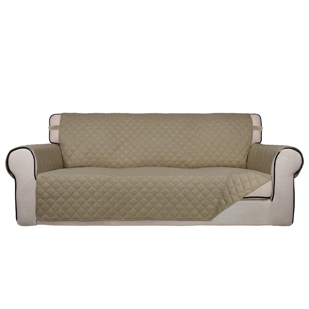 PureFit Reversible Quilted Sofa Cover, Water Resistant Slipcover Furniture Protector, Washable Couch Cover with Non Slip and Elastic Straps for Kids, Dogs, Pets (Sofa, Beige/Beige)