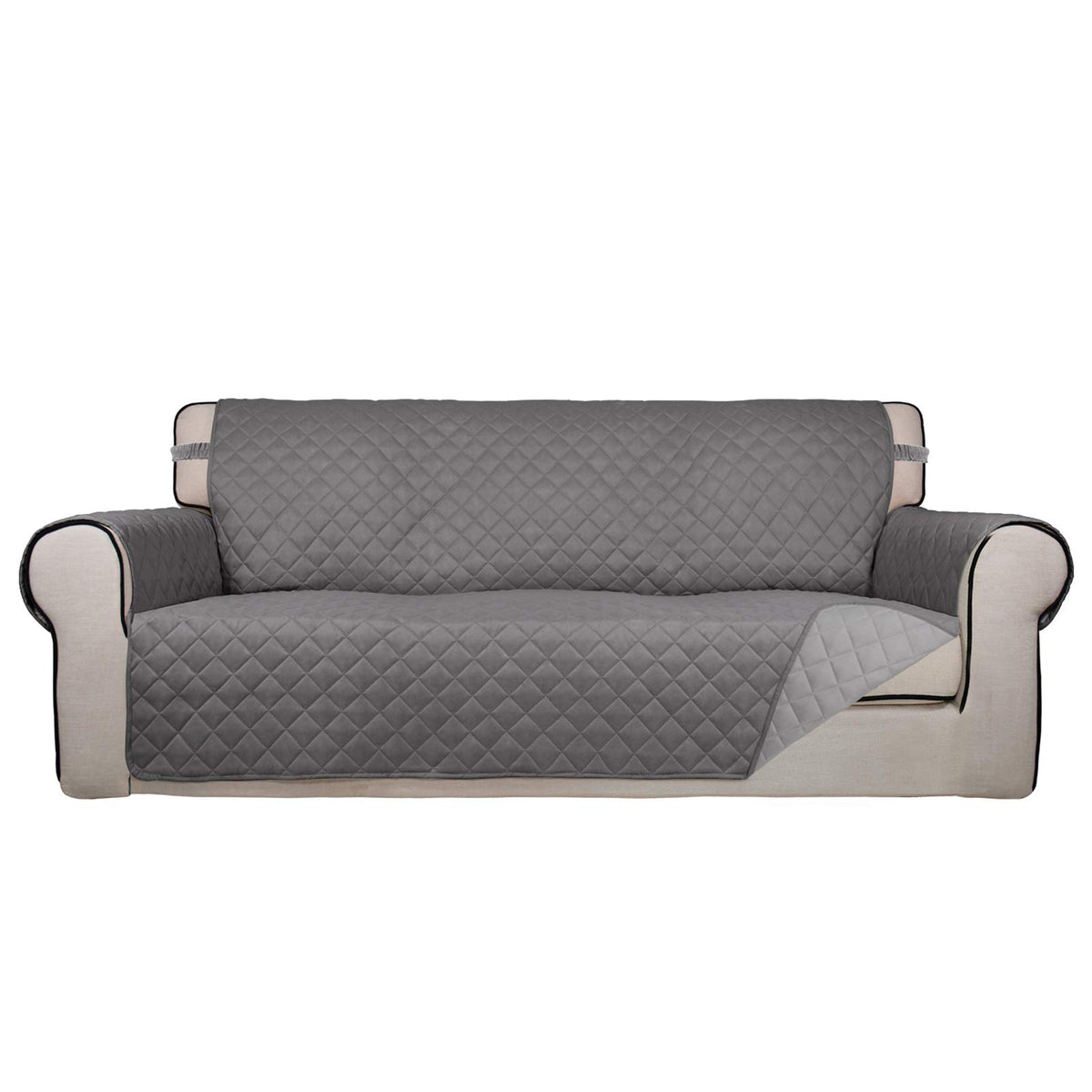 PureFit Reversible Quilted Sofa Cover, Water Resistant Slipcover Furniture Protector, Washable Couch Cover with Non Slip and Elastic Straps for Kids, Dogs, Pets (Sofa, Beige/Beige)