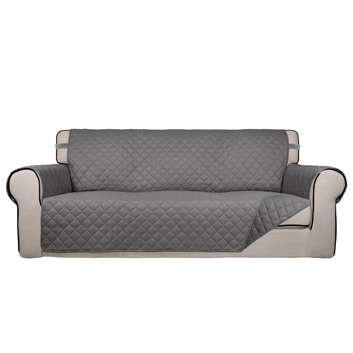 PureFit Reversible Quilted Sofa Cover, Water Resistant Slipcover Furniture Protector, Washable Couch Cover with Non Slip and Elastic Straps for Kids, Dogs, Pets (Sofa, Beige/Beige)