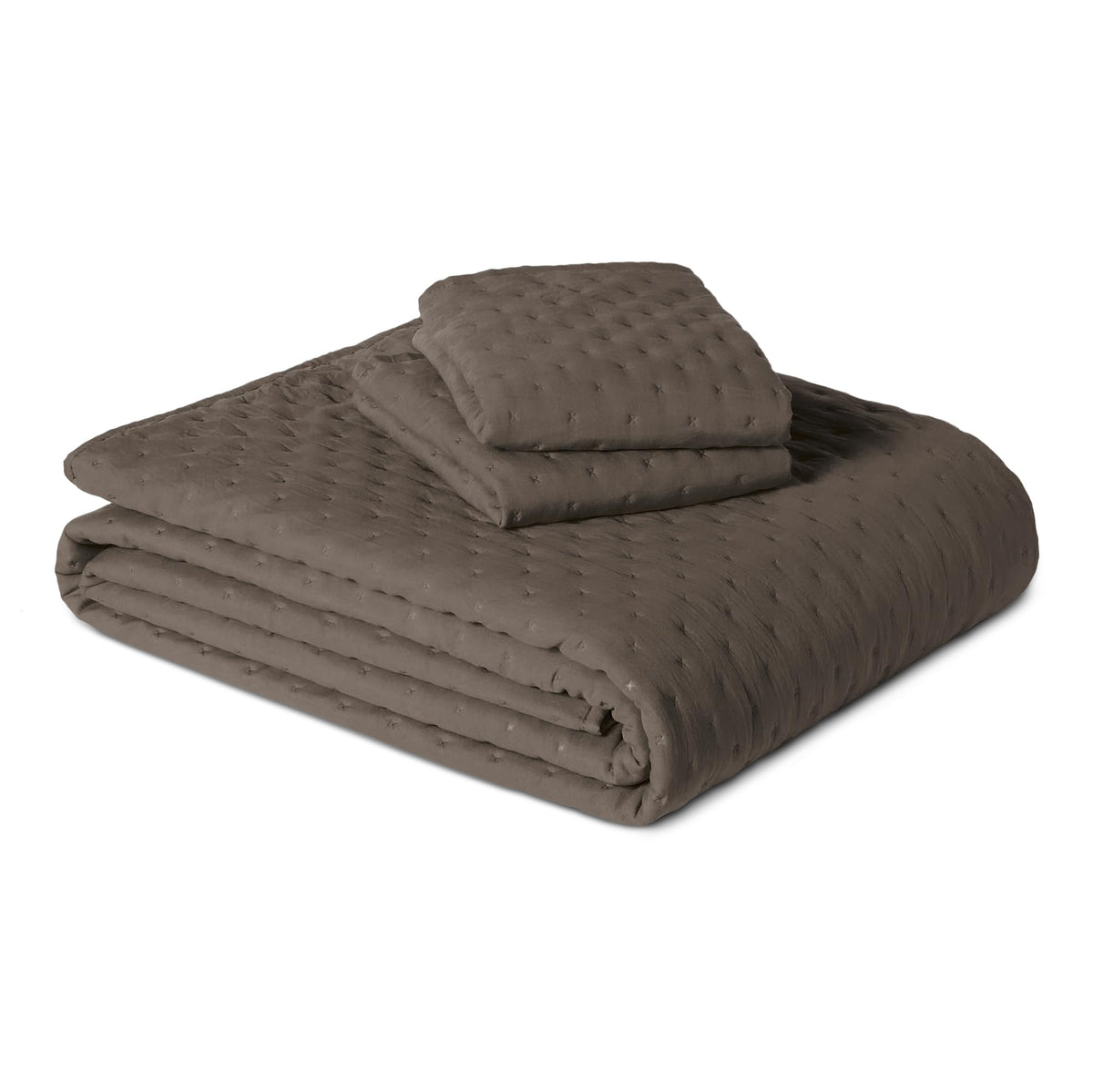 Amazon Basics Brushed Microfiber Quilt Set, Extra Soft with Natural Texture, 2-Piece, Twin/Twin XL, Beige