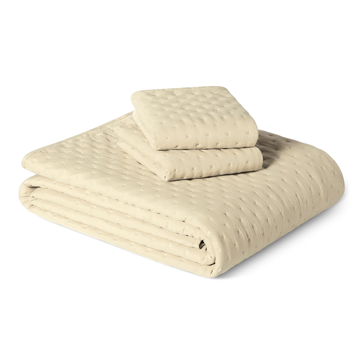 Amazon Basics Brushed Microfiber Quilt Set, Extra Soft with Natural Texture, 2-Piece, Twin/Twin XL, Beige