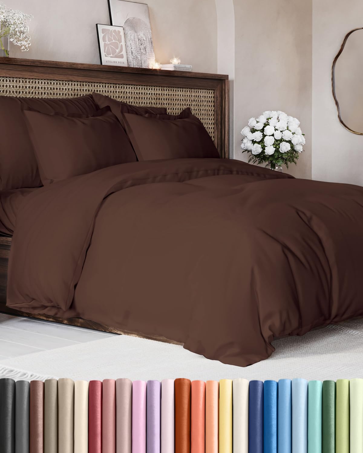 Duvet Cover Queen Size - Extra Soft 3 Piece with Zipper Closure - White