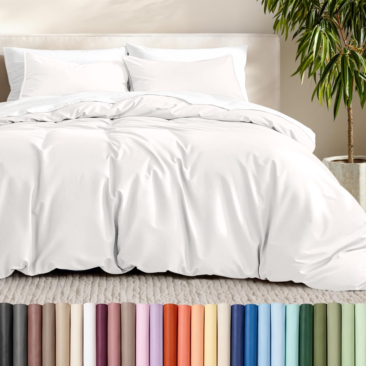 Bare Home Duvet Cover Set 1800 Ultra-Soft (Queen, Grey)