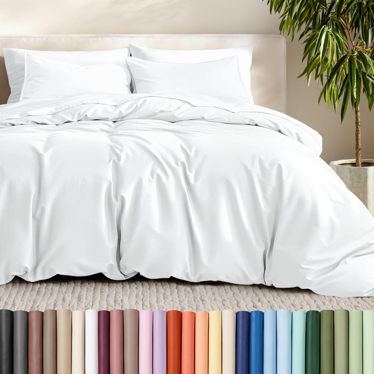 Bare Home Duvet Cover Set 1800 Ultra-Soft (Queen, Grey)