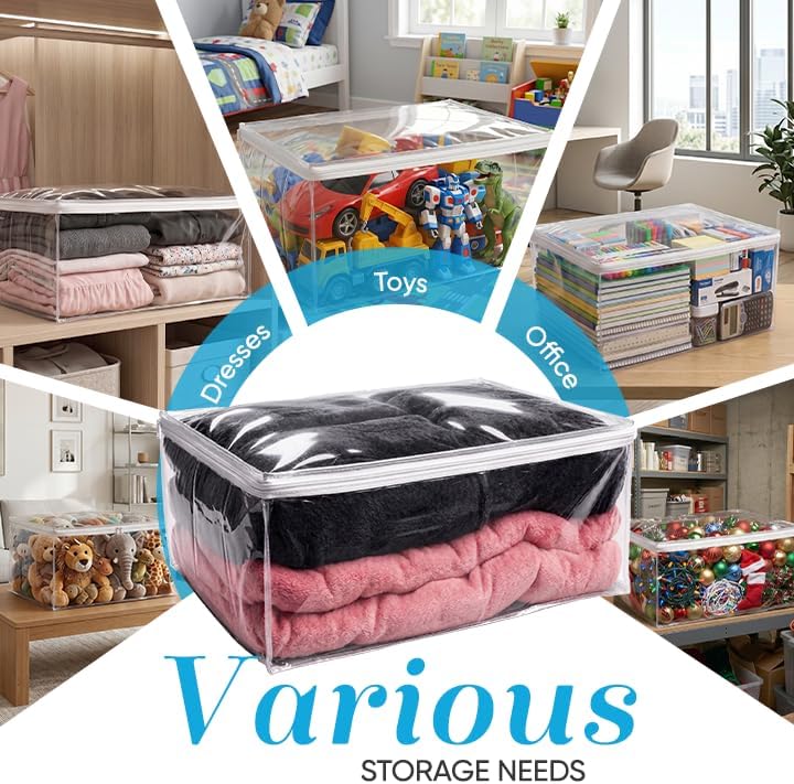 Handy Laundry Comforter Storage Bag – Large 90L Clear Zippered Organizer for Blankets, Bedding, Clothes & Pillows, Durable Plastic Storage for Closet, Moving, Under Bed – Dust & Moisture Protection