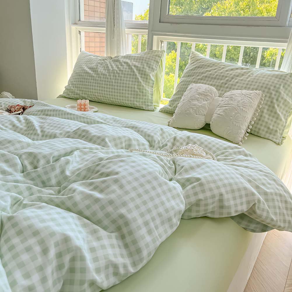 Nayoroom Gingham Duvet Cover Set Queen Blue White Plaid Checkered Bedding