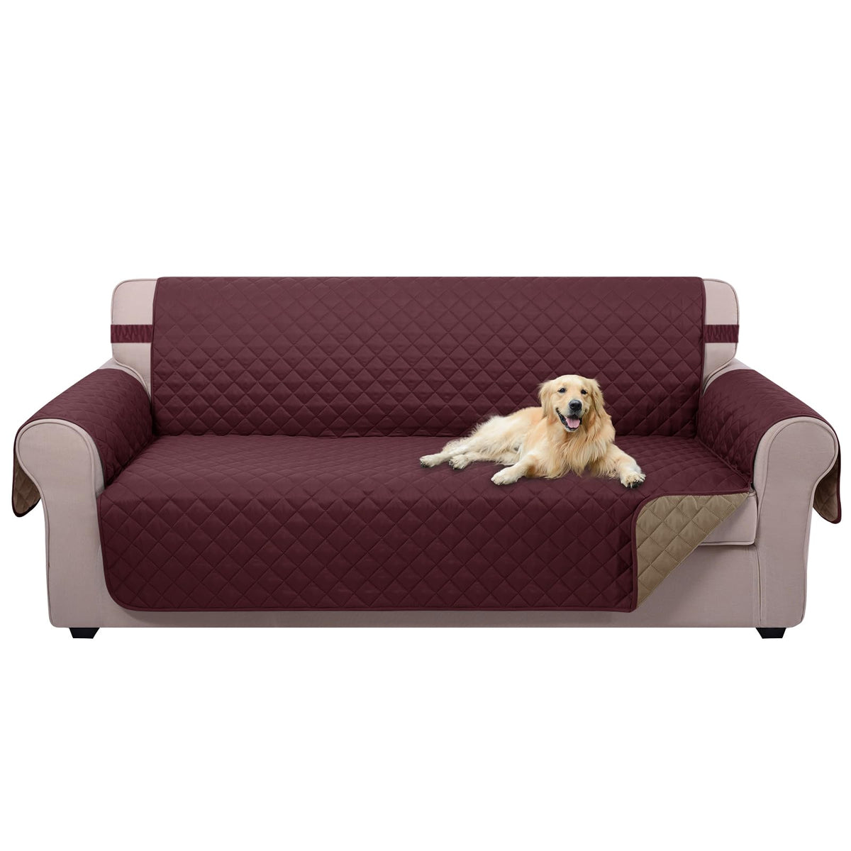 U-NICE HOME Reversible Sofa Cover Couch Cover for Dogs, Beige/Beige