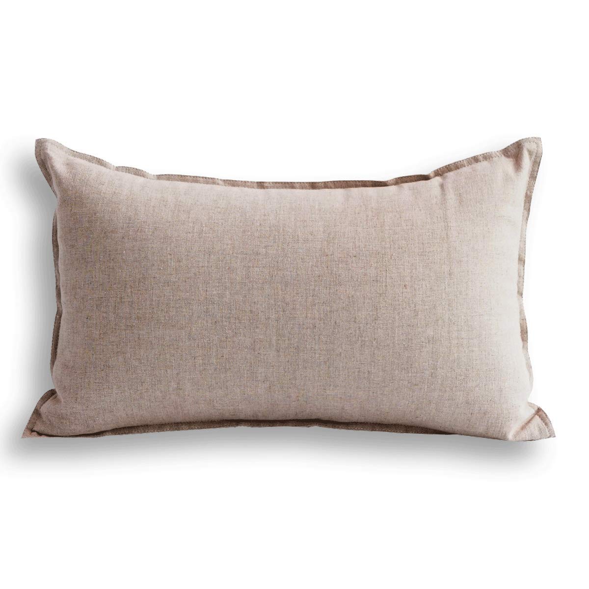 Jeanerlor Cotton Linen Square Decorative Throw Pillow Case Cushion Cover with Twin Needles Stitch on Edge,for Wedding Party Gift Car 12"x20"(30 x 50cm), Olive Green