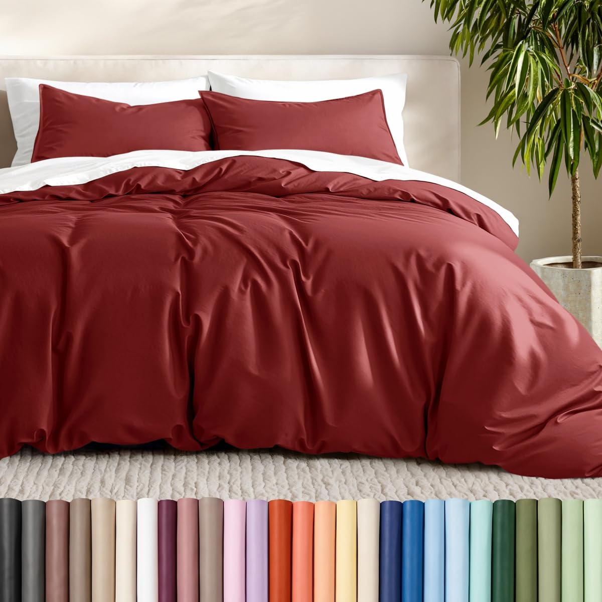 Bare Home Duvet Cover Set 1800 Ultra-Soft (Queen, Grey)