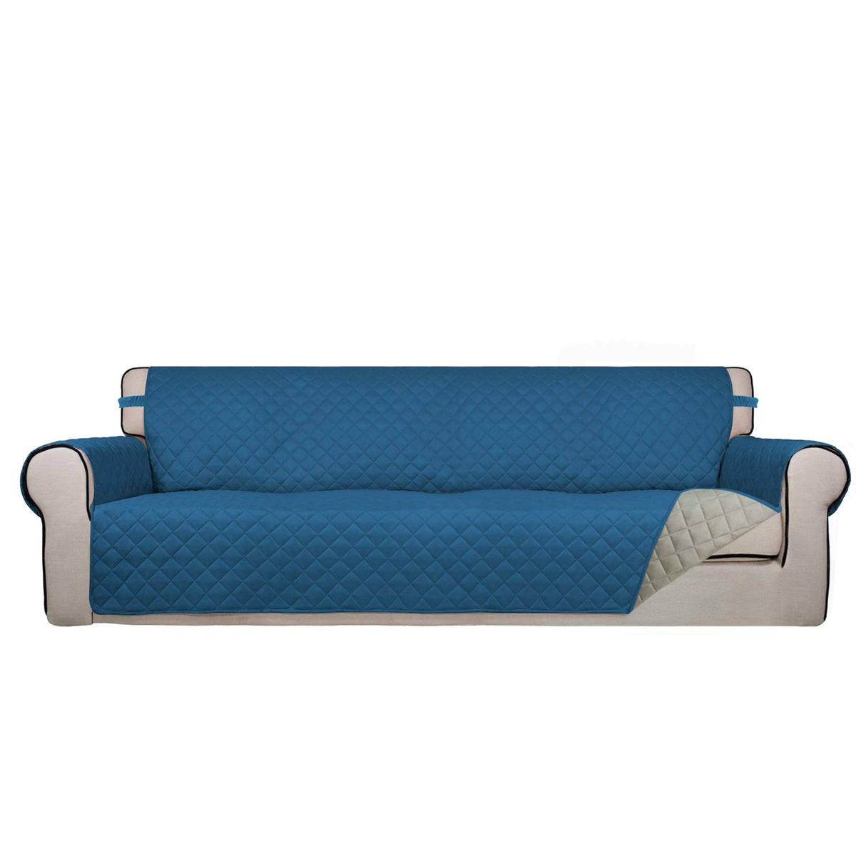 PureFit Reversible Quilted Sofa Cover, Water Resistant Slipcover Furniture Protector, Washable Couch Cover with Non Slip and Elastic Straps for Kids, Dogs, Pets (Sofa, Beige/Beige)