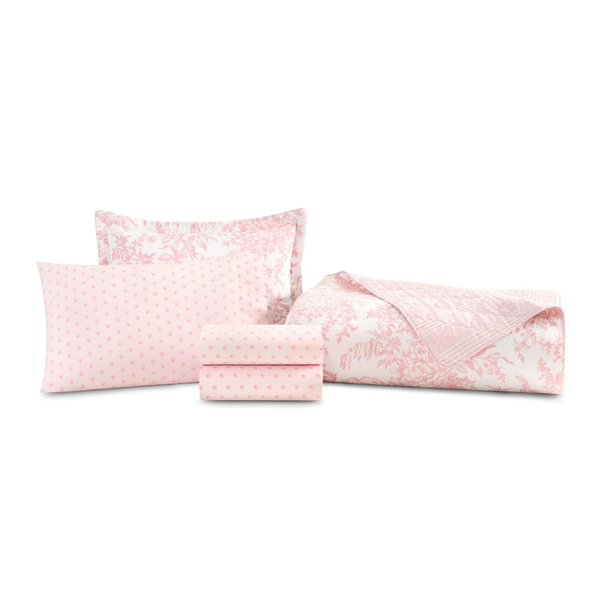 Laura Ashley - Queen Cotton Quilt with Shams, Reversible 3-Piece Bedding