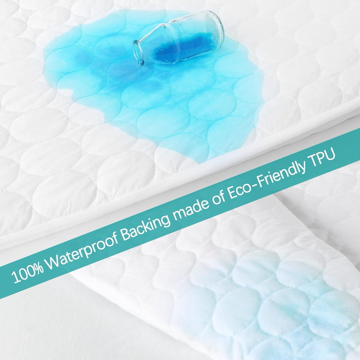 Crib Mattress Protector Sheets Waterproof 2 Pack, 52” x 28” White