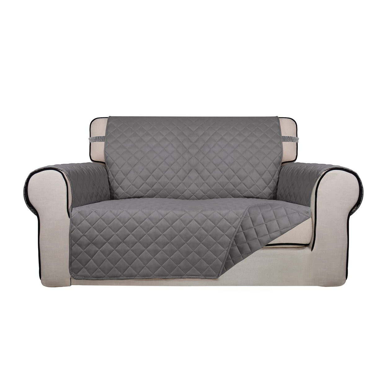 PureFit Reversible Quilted Sofa Cover, Water Resistant Slipcover Furniture Protector, Washable Couch Cover with Non Slip and Elastic Straps for Kids, Dogs, Pets (Sofa, Beige/Beige)