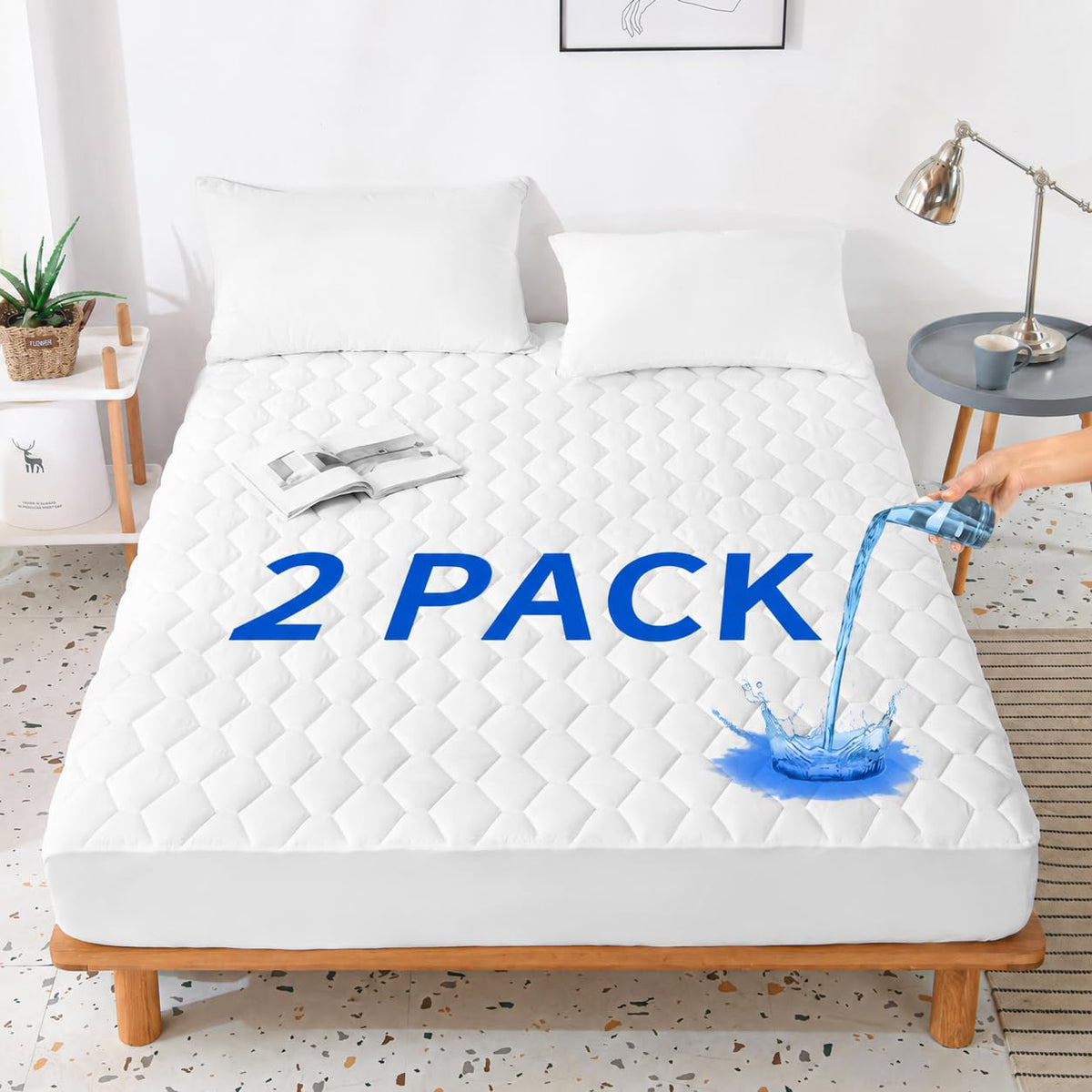 GRT Twin Mattress Protector Waterproof, Hollow Cotton Quilted Mattress Pad