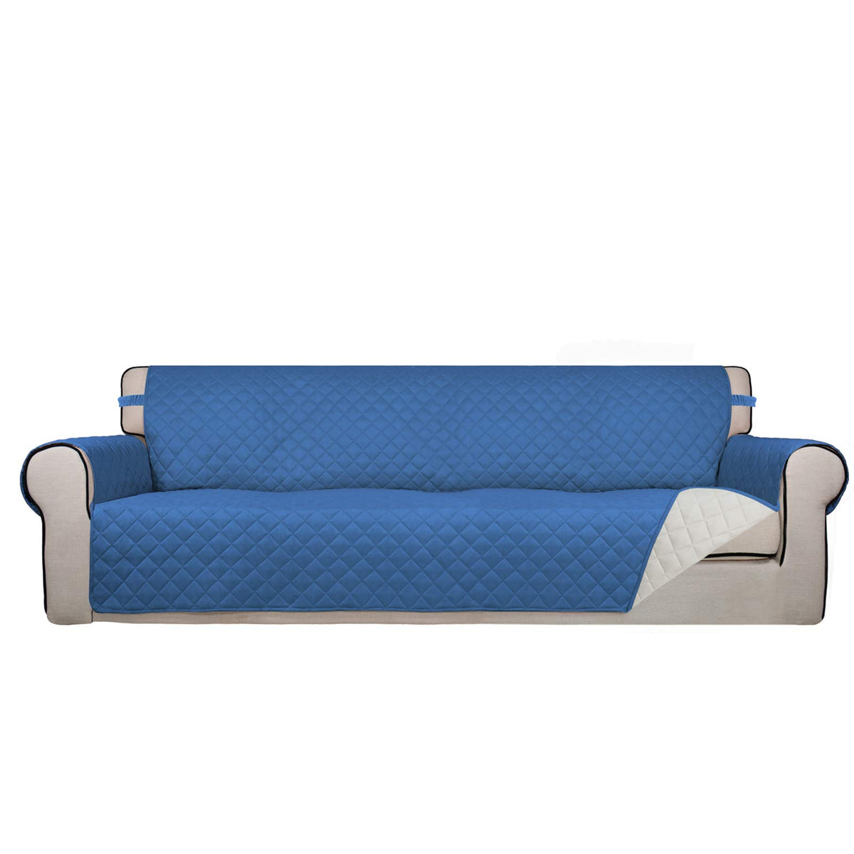 PureFit Reversible Quilted Sofa Cover, Water Resistant Slipcover Furniture Protector, Washable Couch Cover with Non Slip and Elastic Straps for Kids, Dogs, Pets (Sofa, Beige/Beige)