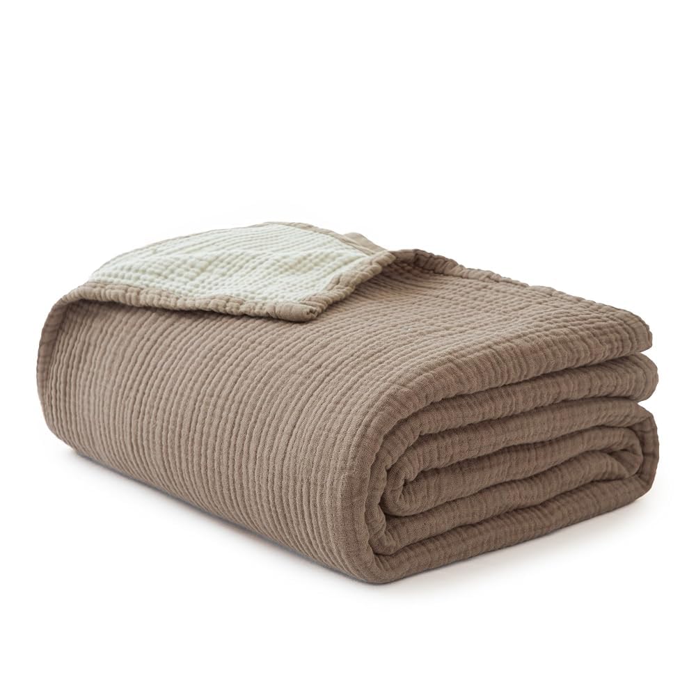 Simple&Opulence 100% Cotton Muslin Blanket, Lightweight Breathable 4 Layering Soft Cotton Throw Blanket,Gauze Blanket for Bed Couch Camping All-Season Use (Rust Orange, 50"x60")