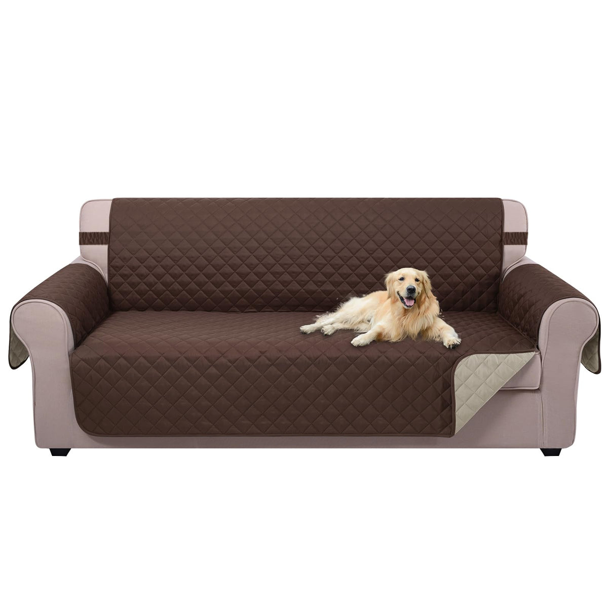 U-NICE HOME Reversible Sofa Cover Couch Cover for Dogs, Beige/Beige