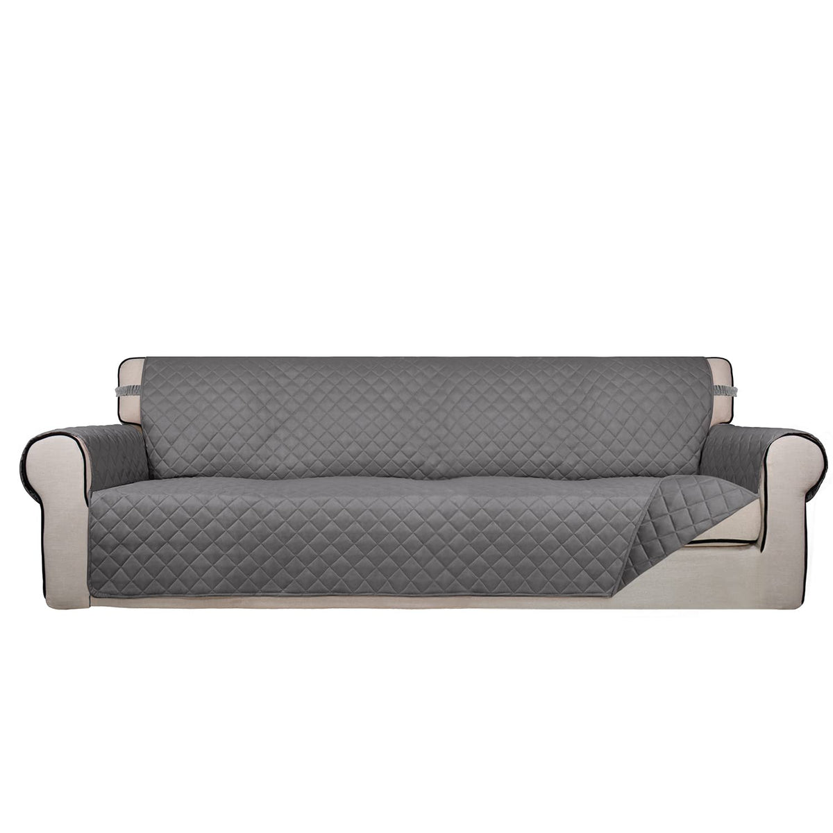 PureFit Reversible Quilted Sofa Cover, Water Resistant Slipcover Furniture Protector, Washable Couch Cover with Non Slip and Elastic Straps for Kids, Dogs, Pets (Sofa, Beige/Beige)