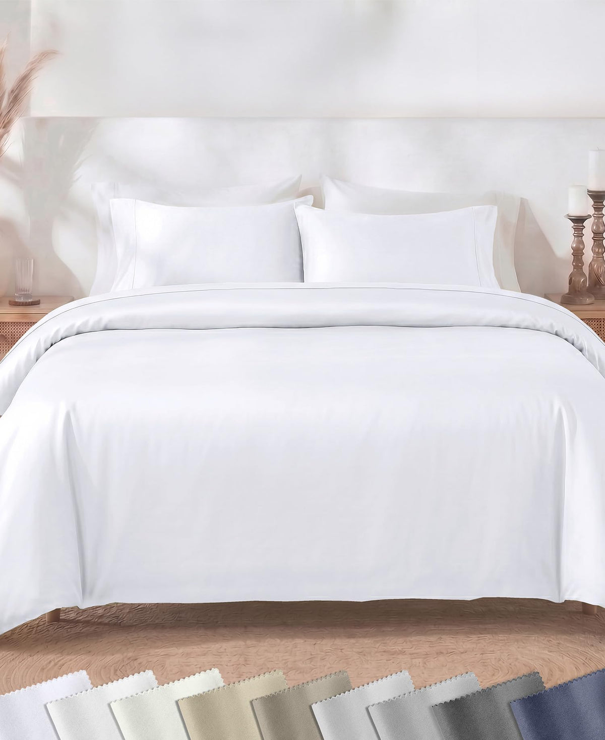 California Design Den Luxury Duvet Cover Set King, Striped White