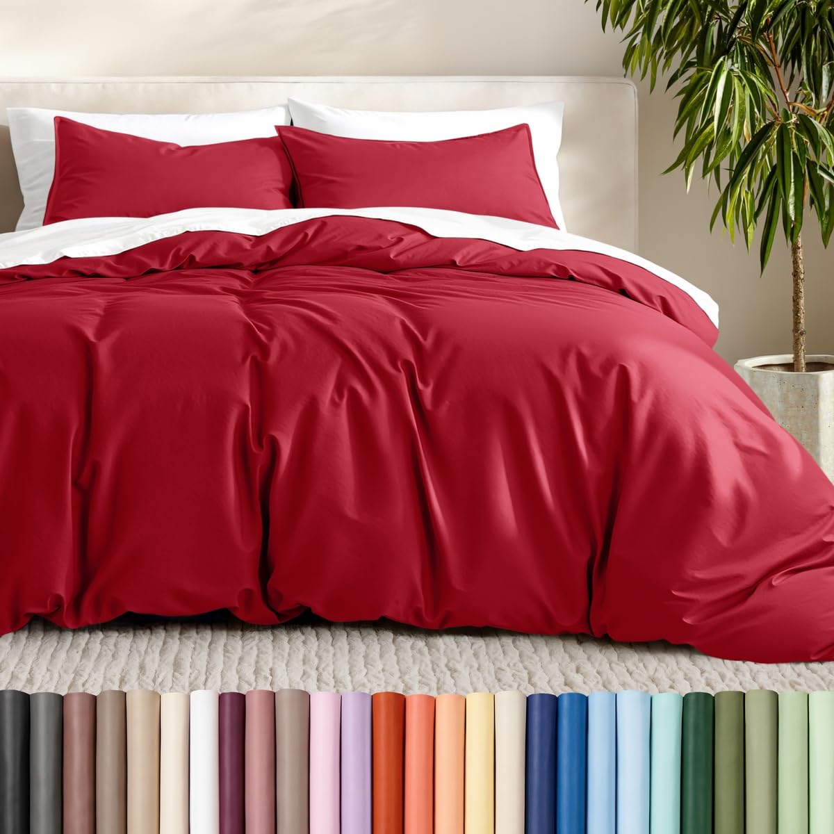 Bare Home Duvet Cover Set 1800 Ultra-Soft (Queen, Grey)