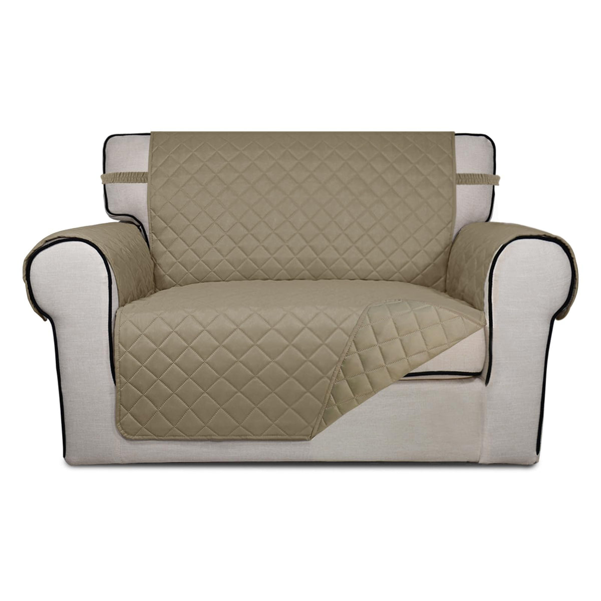 PureFit Reversible Quilted Sofa Cover, Water Resistant Slipcover Furniture Protector, Washable Couch Cover with Non Slip and Elastic Straps for Kids, Dogs, Pets (Sofa, Beige/Beige)