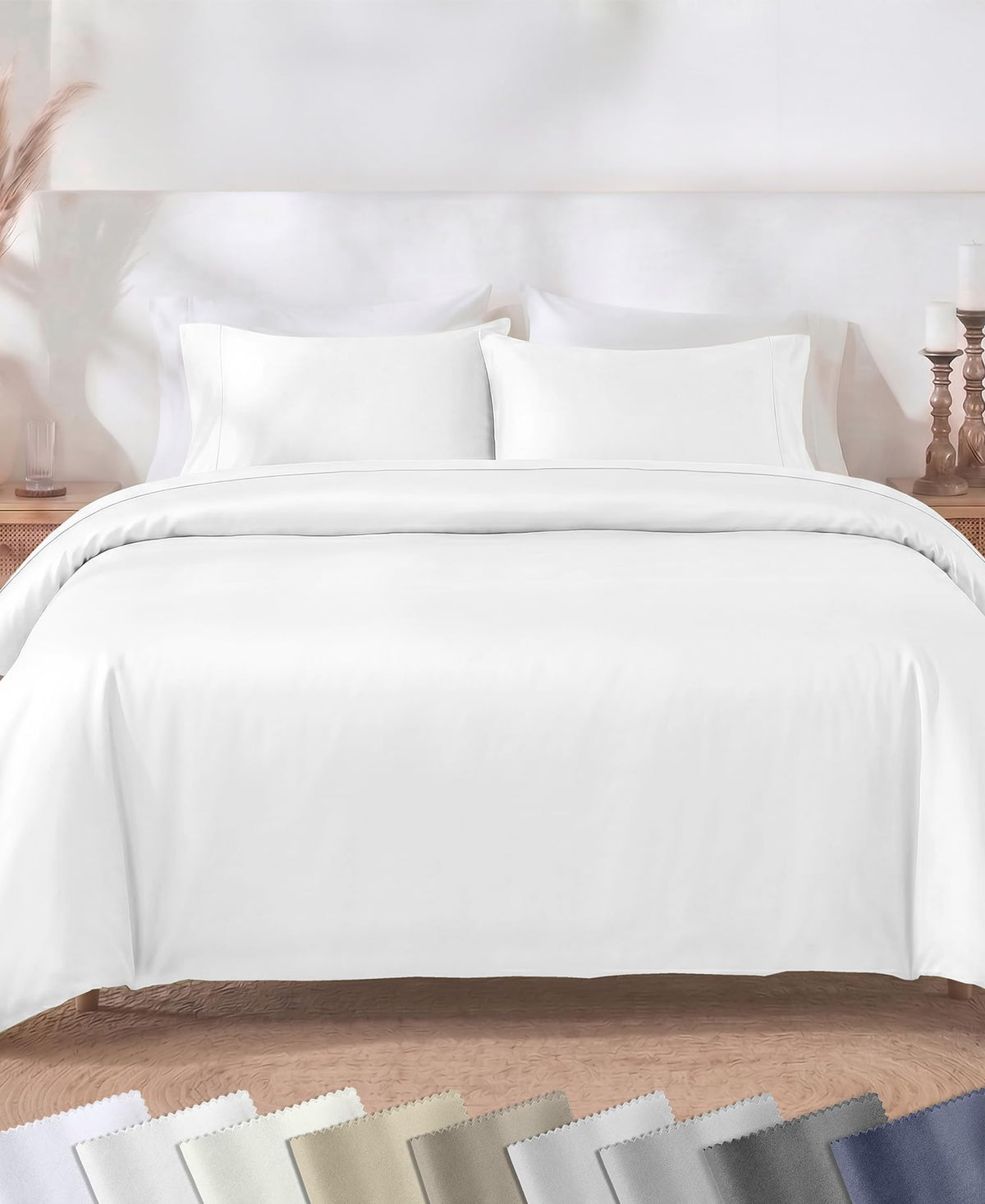 California Design Den Luxury Duvet Cover Set King, Striped White