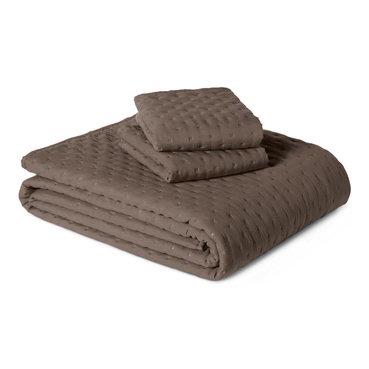 Amazon Basics Brushed Microfiber Quilt Set, Extra Soft with Natural Texture, 2-Piece, Twin/Twin XL, Beige
