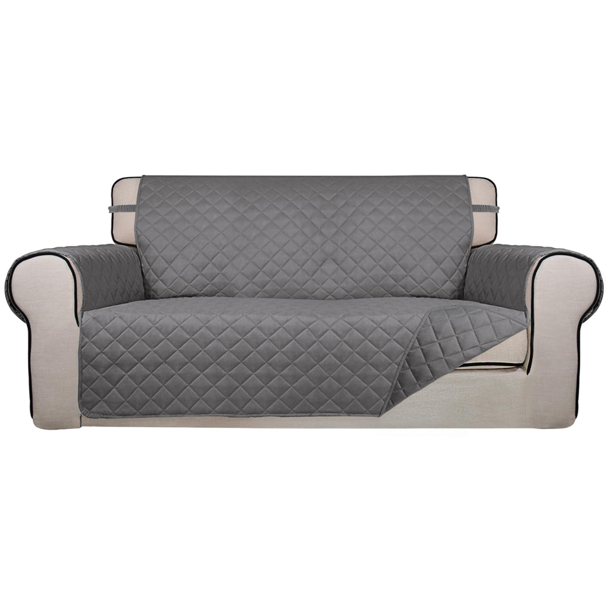PureFit Reversible Quilted Sofa Cover, Water Resistant Slipcover Furniture Protector, Washable Couch Cover with Non Slip and Elastic Straps for Kids, Dogs, Pets (Sofa, Beige/Beige)