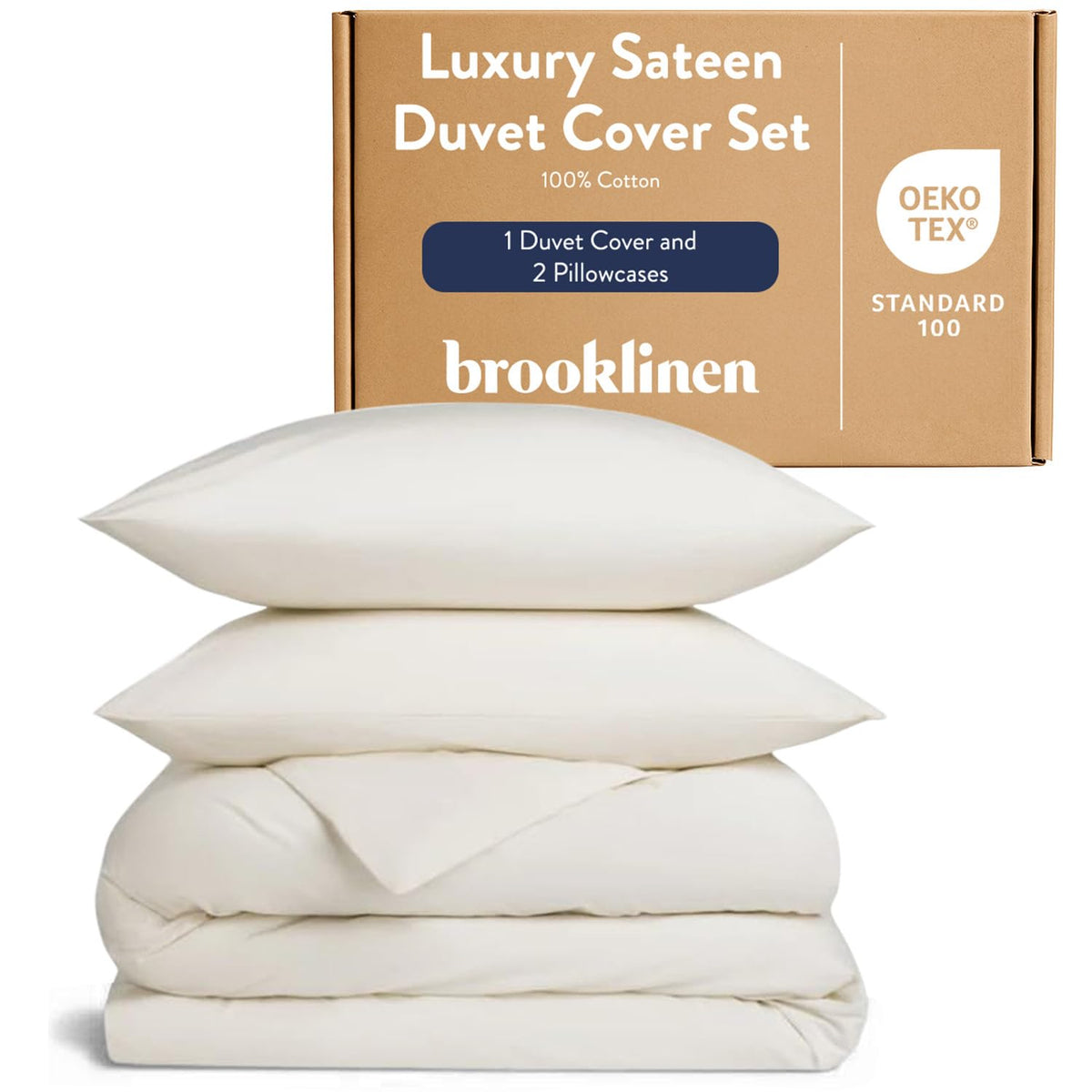 Brooklinen Sateen Duvet Cover Hotel-Quality Luxury - Full/Queen, White