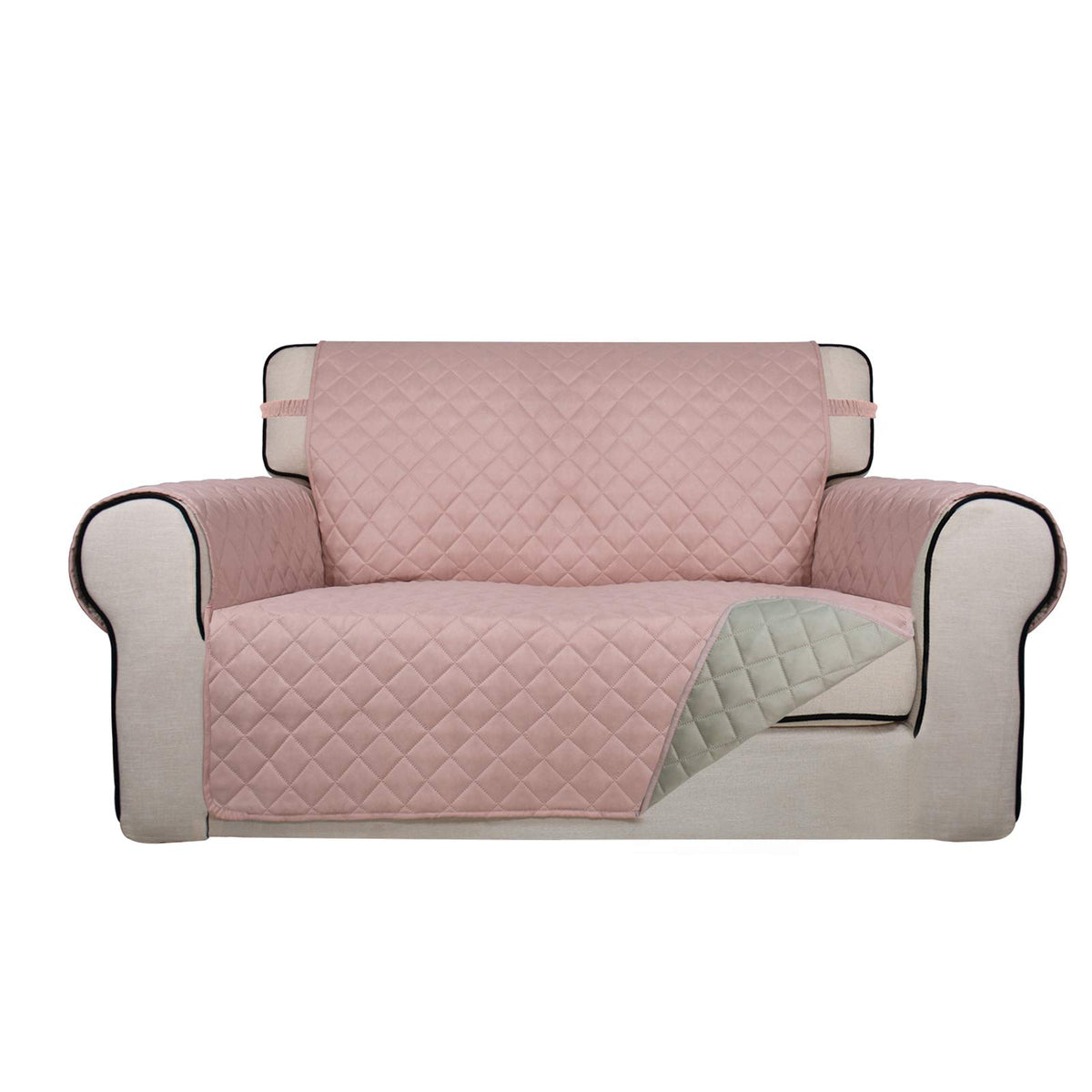 PureFit Reversible Quilted Sofa Cover, Water Resistant Slipcover Furniture Protector, Washable Couch Cover with Non Slip and Elastic Straps for Kids, Dogs, Pets (Sofa, Beige/Beige)