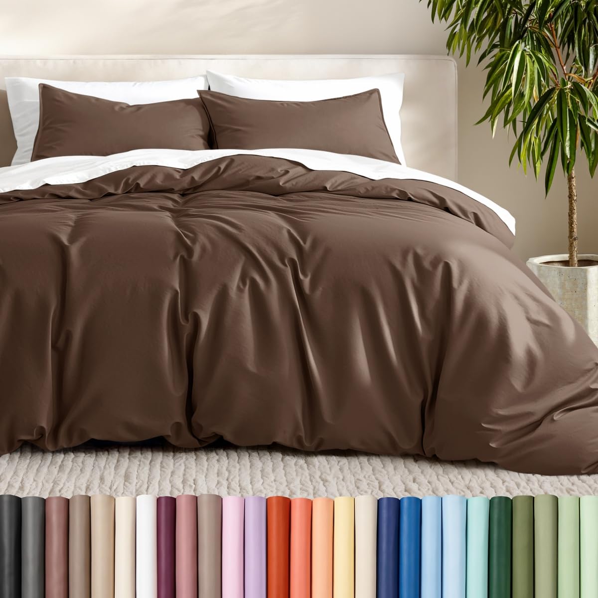 Bare Home Duvet Cover Set 1800 Ultra-Soft (Queen, Grey)