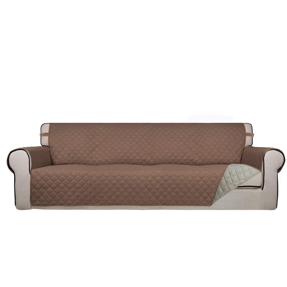 PureFit Reversible Quilted Sofa Cover, Water Resistant Slipcover Furniture Protector, Washable Couch Cover with Non Slip and Elastic Straps for Kids, Dogs, Pets (Sofa, Beige/Beige)