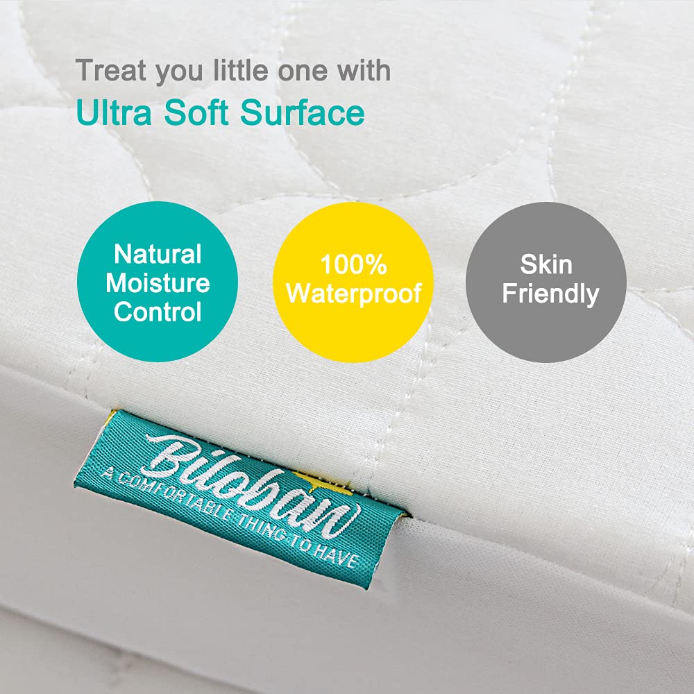 Crib Mattress Protector Sheets Waterproof 2 Pack, 52” x 28” White