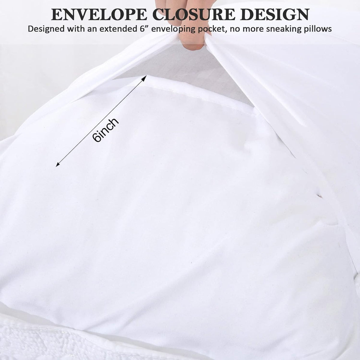 BOSOWOS Quilted Pillow Shams Set of 2, Decorative Microfiber Standard Bed Pillow Shams, Soft Pillow Covers with Envelope Closure (White, 2Pcs:20 x 26inch)
