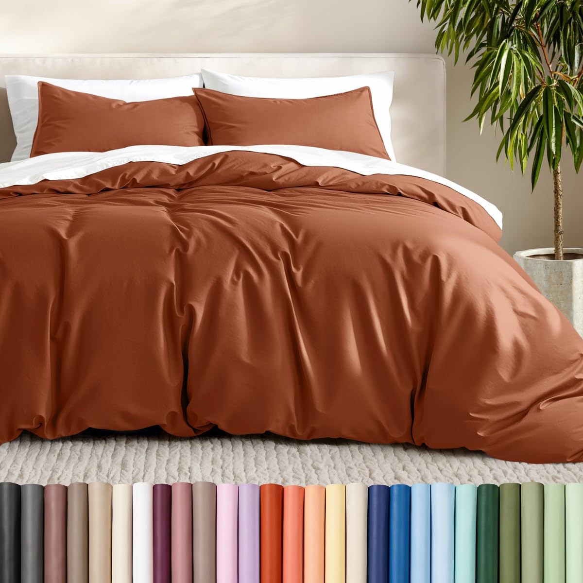 Bare Home Duvet Cover Set 1800 Ultra-Soft (Queen, Grey)