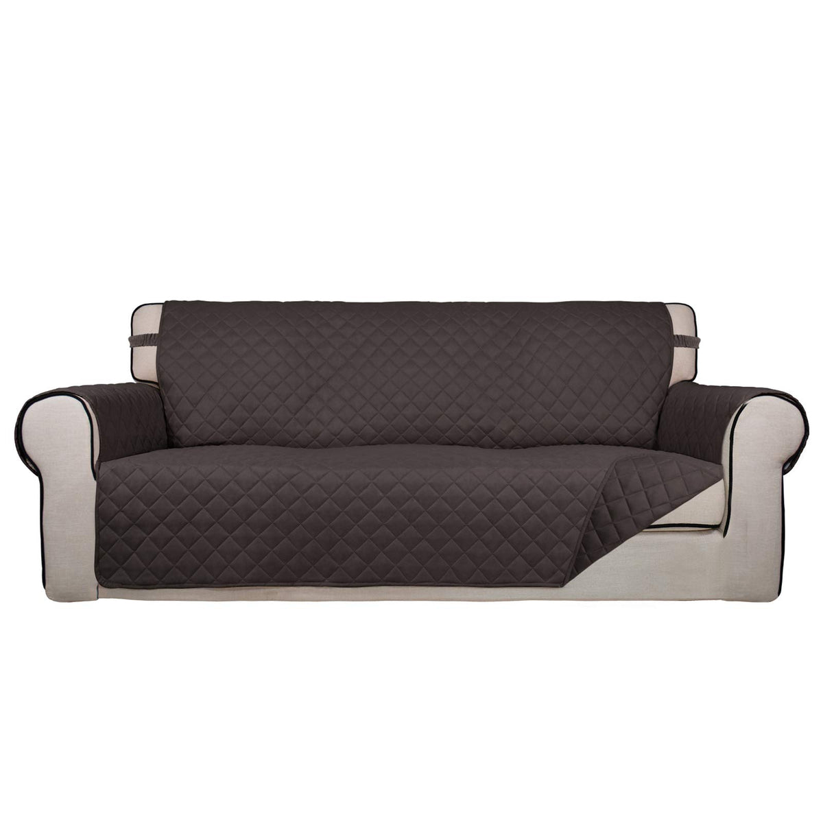 PureFit Reversible Quilted Sofa Cover, Water Resistant Slipcover Furniture Protector, Washable Couch Cover with Non Slip and Elastic Straps for Kids, Dogs, Pets (Sofa, Beige/Beige)