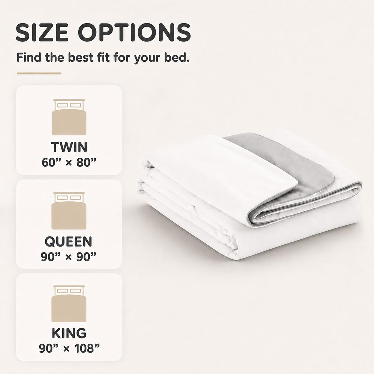 LaffyLo Cooling Blanket for Hot Sleepers, Lightweight Summer Quilt with Breathable Reversible Fabric for Bed, Couch, Dorm and Travel, Machine Washable, Twin Size 60"x80", White & Light Grey