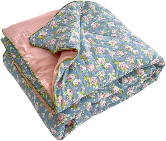 Floral Print Cooling Comforter for Hot Sleepers 78.74 × 59.06inch Lightweight Throw Blanket, Breathable Summer Quilt, Cold Touch Fabric Absorbs Body Heat for Night Sweats Sleeping (I)